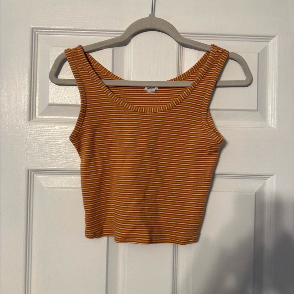 Garage Orange and White Striped Crop Top